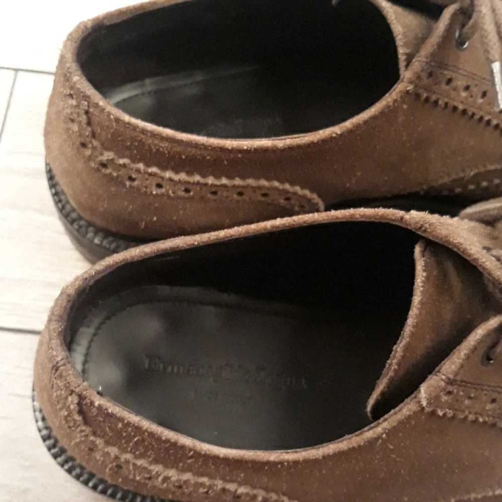ERMENEGILDO ZEGNA Tan Brown Suede Leather Sz 7.5 Wingtip Mens Dress Shoes RECENT